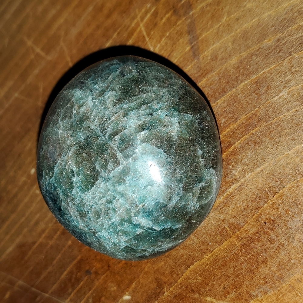 Deep Blue-Green Apatite Palm Stone